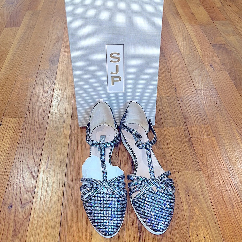 Worn one time! Limited edition SJP by Sara Jessica Parker glittery flat sandals